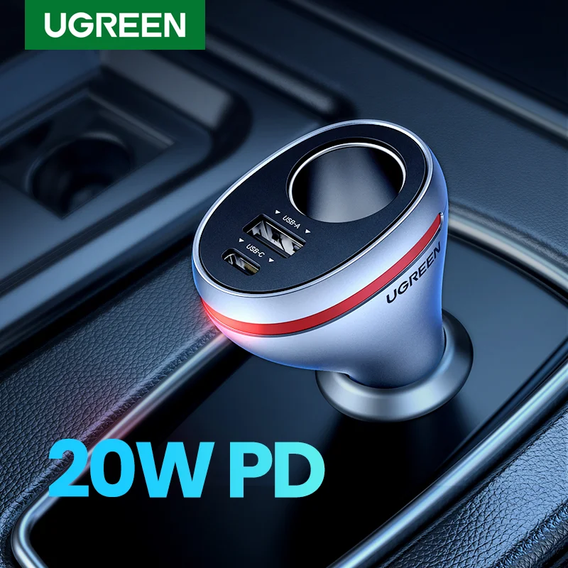 UGREEN 84W USB Car Charger Quick Charge QC PD 4.0 3.0 Fast Charger Adapter In Car Cigarette Lighter Socket For iPhone 13 Xiaomi lightning car charger