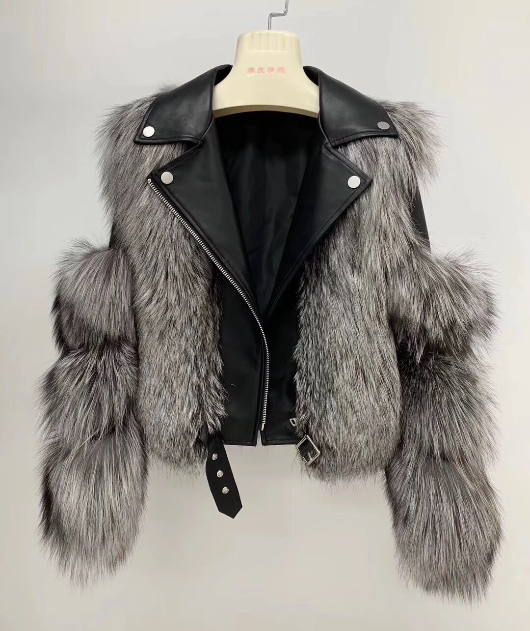 silver fox OFTBUY, зимняя женская куртка, пальто из натурального меха, Воротник из натурального Лисьего меха, верхняя одежда, толстая, теплая, натуральная кожа, повседневная одежда - Цвет: silver fox