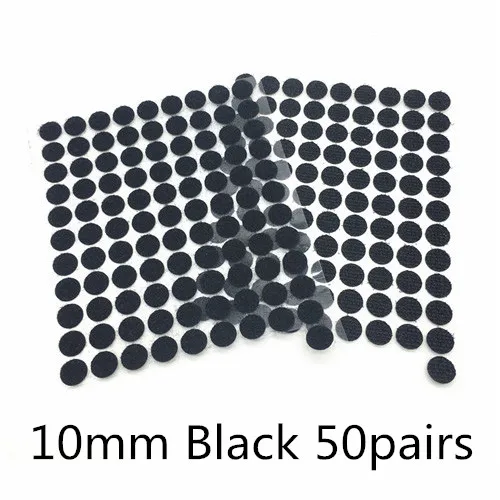 10mm Black 50pair 100 пар Самоклеящиеся Застежки лента 10/15/20/25/30 мм сильный клей точки Стикеры крюк и петля; цвет белый, черный; Круглый Монеты нейлоновая лента - Цвет: 10mm Black 50pair