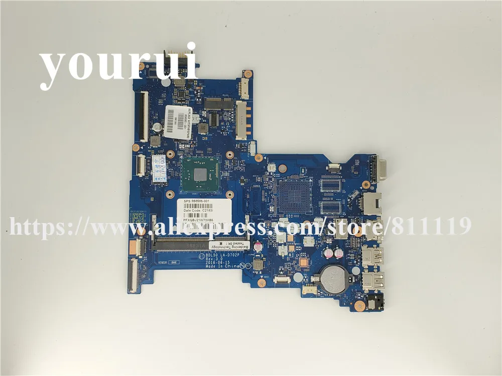 

yourui For HP Motherboard 250 G5 15-AY 15-ay015ds TPN-C125 Mainboard BDL50 LA-D702P 858585-601 858585-501