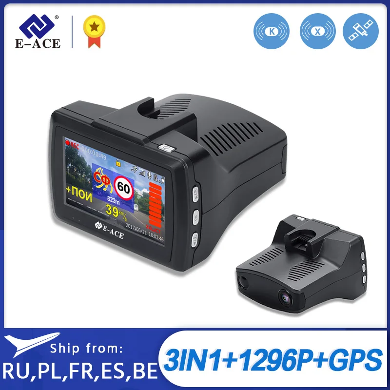 Автомобильный видеорегистратор 3 в 1 HD 1296P 0 дюйма радар детектор GPS