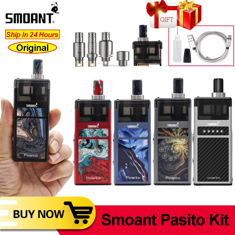 Оригинальный Smoant Pasito pod vape 1100 мАч Комплект Топ Регулируемый контроль потока