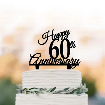 

Happy 60th Anniversary Cake topper Personalized Birthday cake topper rustic cake topper anniversary gift Custom Age cake topper