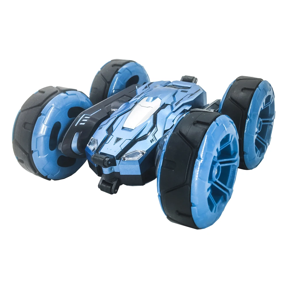 Blue 2,4G 4WD Stunt RC автомобиль на радиоуправлении 360 Вращающийся Дрифт деформационный двухсторонний внедорожный автомобиль перезаряжаемый детский игрушечный автомобиль подарки - Цвет: Blue