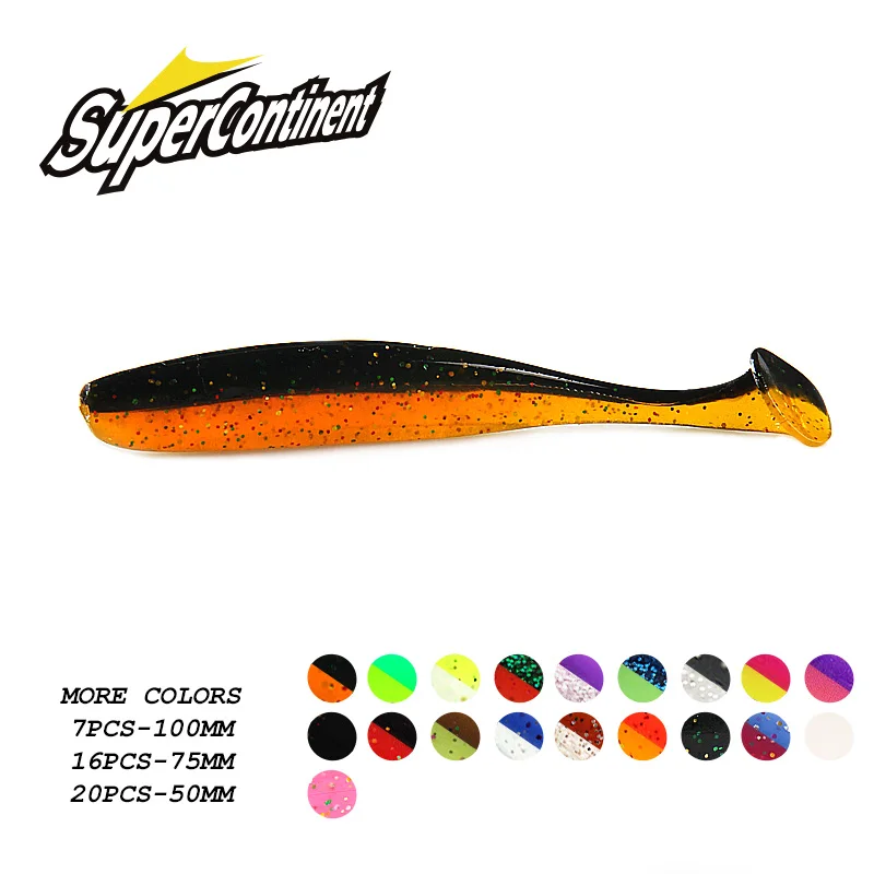 Soft Lures Baits Fishing-Lure Shad Leurre T-Tail Supercontinent Double-Color NEW