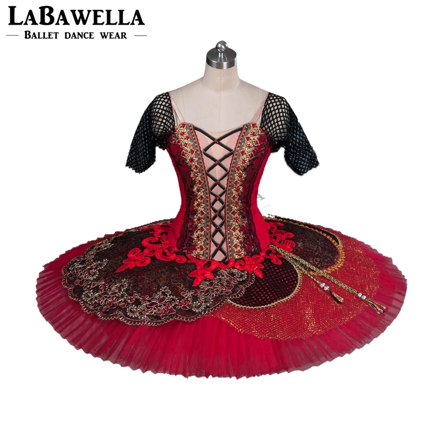 Don Quixote Variation YAGP Competiton Ballet Tutu Women Adult Black Red Professional Classical Platter Tutu BT9080