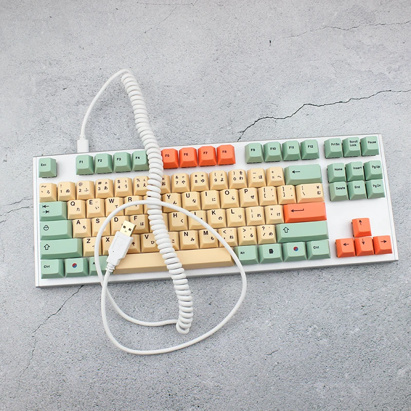 Coiled Cable Micro Mini USB Type-c Mechanical Keyboard Black White Grey Interface Cable For Gh60 XD