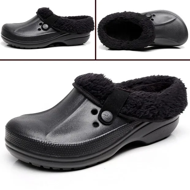 Original RH Eco Unisex Warm Winter Fur Garden Shoes Clog Indoor Casual Warm Home Slippers EVA Flat Clogs Footwear