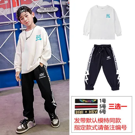 2020 Boys Hip-Hop Dance Clothes Kids Summer Loose Long-Sleeved T-Shirt Vest Jean Pants Children Jazz Street Wear Stage Outfits (1)