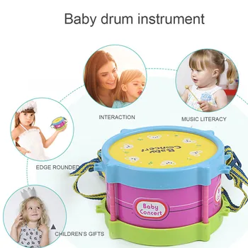 

Children Drum Trumpet Toy Set Musical Instrument Educational Drum Trumpet Ring Bell Baby Children Percussion Toy Random Color