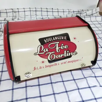 

Vintage Bread Box Storage Bin Rollup Small Powder Coated Bread Iron Snack Organizador for Kitchen Organizer