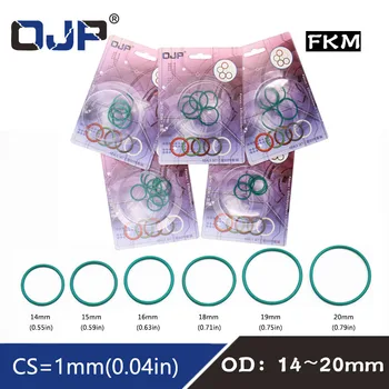 

5PC Fluorine rubber Ring FKM Kit OD14/15/16/18/19/20*CS1mm Sealing Washer Gaskets Oil Ring Corrosion resistant Fuel Set Box