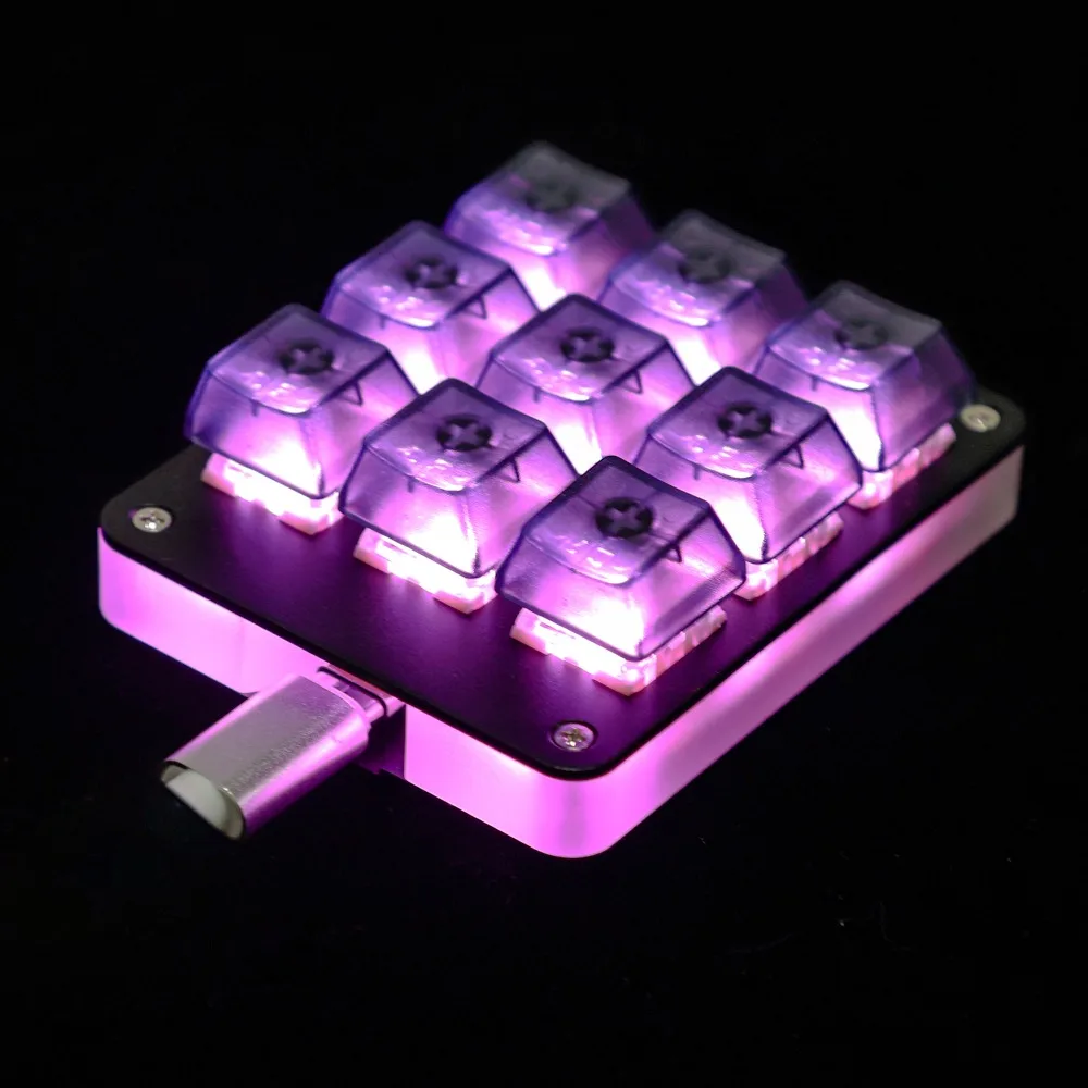9 Key, Alumínio CNC, QMK VIA, Hotswap,