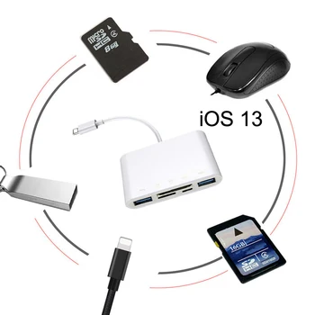 

IOS 13 SD TF Card 2 USB 3.0 Card Reader Support USB Mouse U Flash Disk Drive OTG Adapter for iPhone 11 Pro Max X XS XR 7 8 12