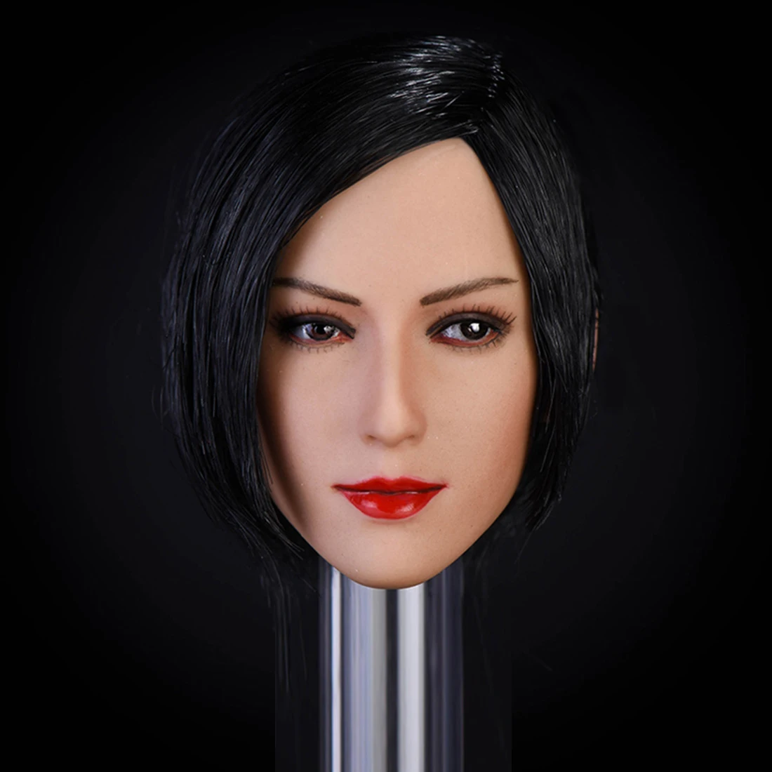 

Asian Women Short Hairstyle Head Sculpt With Strabismus Expression For 1/6 Female Soldier Model Educational Toy For Kid - Black