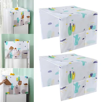

New Hot 1/2pcs Dustproof Mat for Home Appliances Fridge Washing Machine Dust Cover with Storage Pockets SMD66