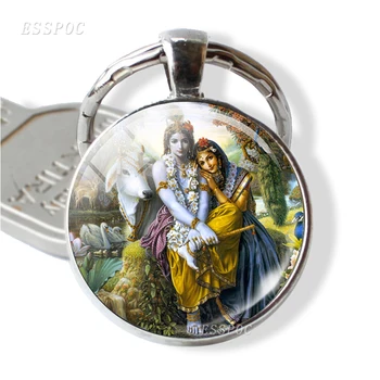 

Krishna and Radha Keychain Lakshmi Pendant Lord Shiva Keyring Amulet Jewelry Gift for Him or Her