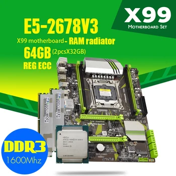 

atermiter X99 D3 motherboard set with Xeon E5 2678 V3 LGA2011-3 CPU 2pcs X 32GB = 64GB 1600MHz DDR3 memory 12800R RAM radiador