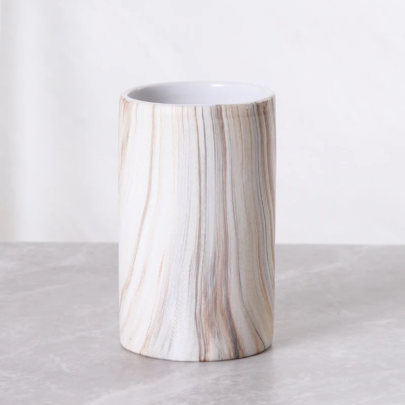 Wooden Straight Cup Чашка для рта, принадлежности для ванной комнаты, парный керамический туалетный столик, чистящие чашки - Цвет: Wooden Straight Cup