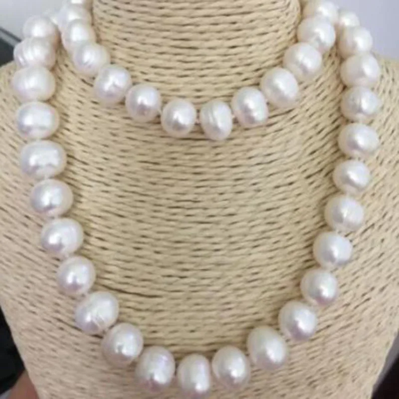 

HUGE 11-13MM NATURAL SOUTH SEA GENUINE WHITE BAROQUE PEARL NECKLACE 35" 925silver jj