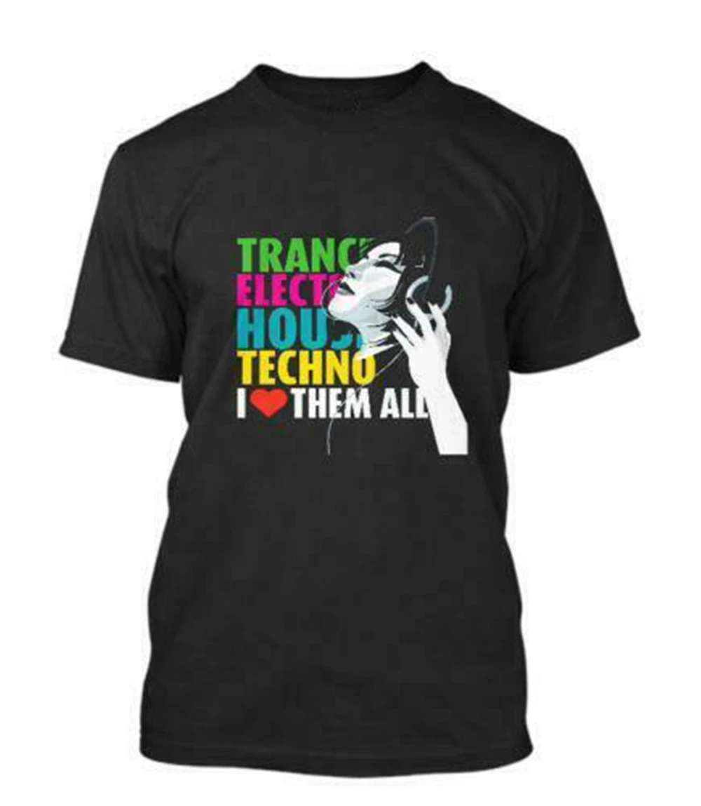 Новинка футболка с надписью I Heart & Love Trance Electro House Dj Techno Black размер США En1 высокого