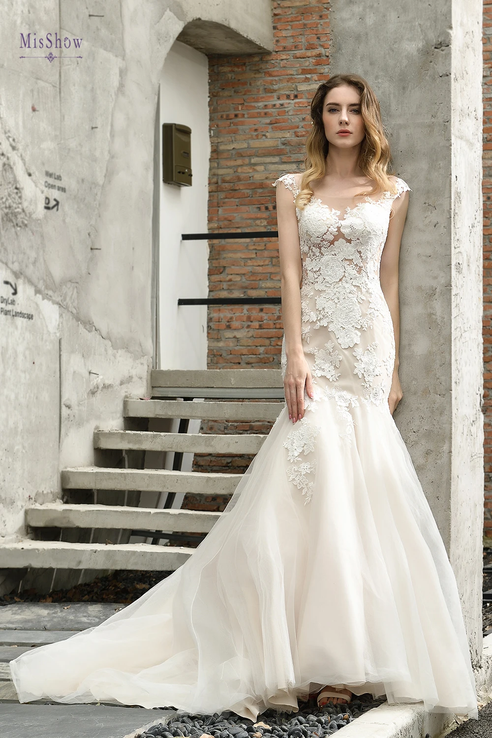 Robe De Mariee Mermaind Свадебные платья Кружева О-образный вырез, свадебные платья с блестками свадебные платья быстрой доставки в течение 3 дней