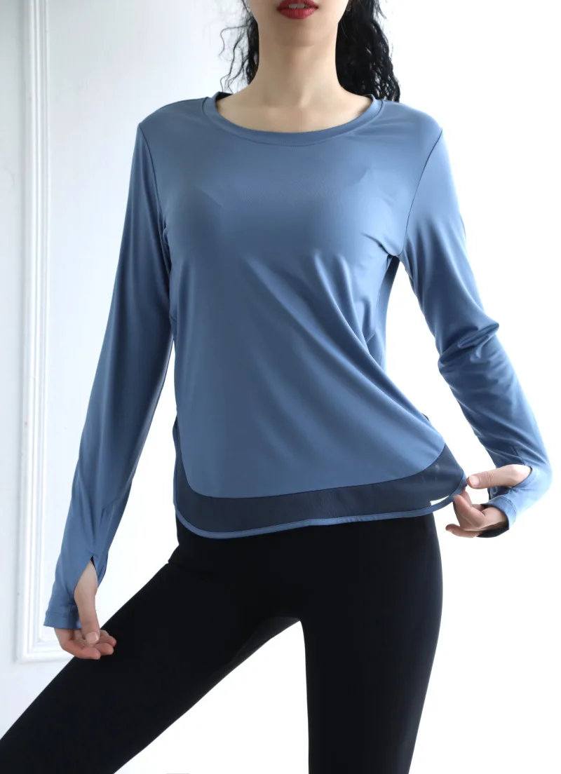 Женские топы Спортивные Свободные Джерси Mujer Dri Fit, тренировочные рубашки с круглым вырезом и длинным рукавом для занятий йогой, женская футболка для тренировок