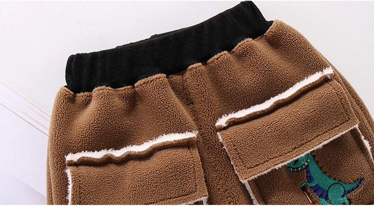 Winter Autumn Kids Pants Thicken Warm Plus Velvet Trousers for Boys Elastic Waist Trousers Cotton Boys Pants Kids Clothes