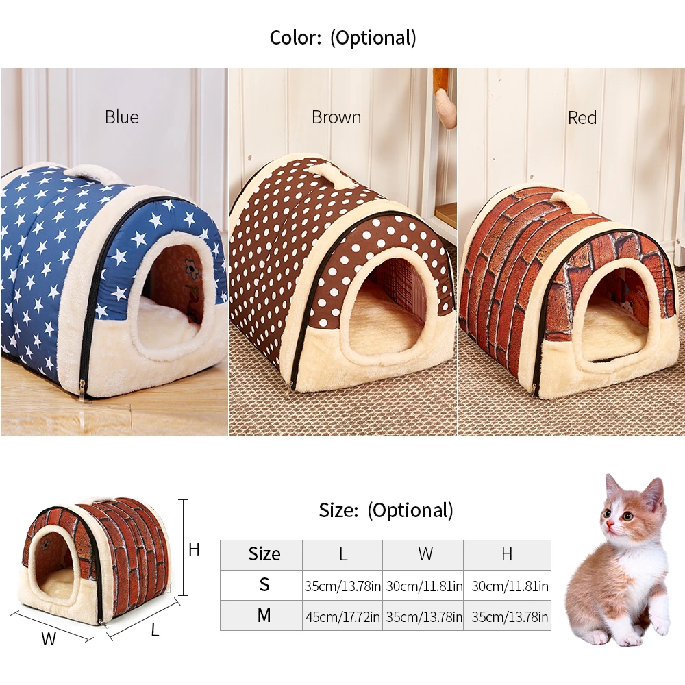 

Pet Dog House Foldable Beds for Cat Removable Cover Cushion Mat Dog House Dog Beds For Puppy Small Medium Dogs Summer and Winter