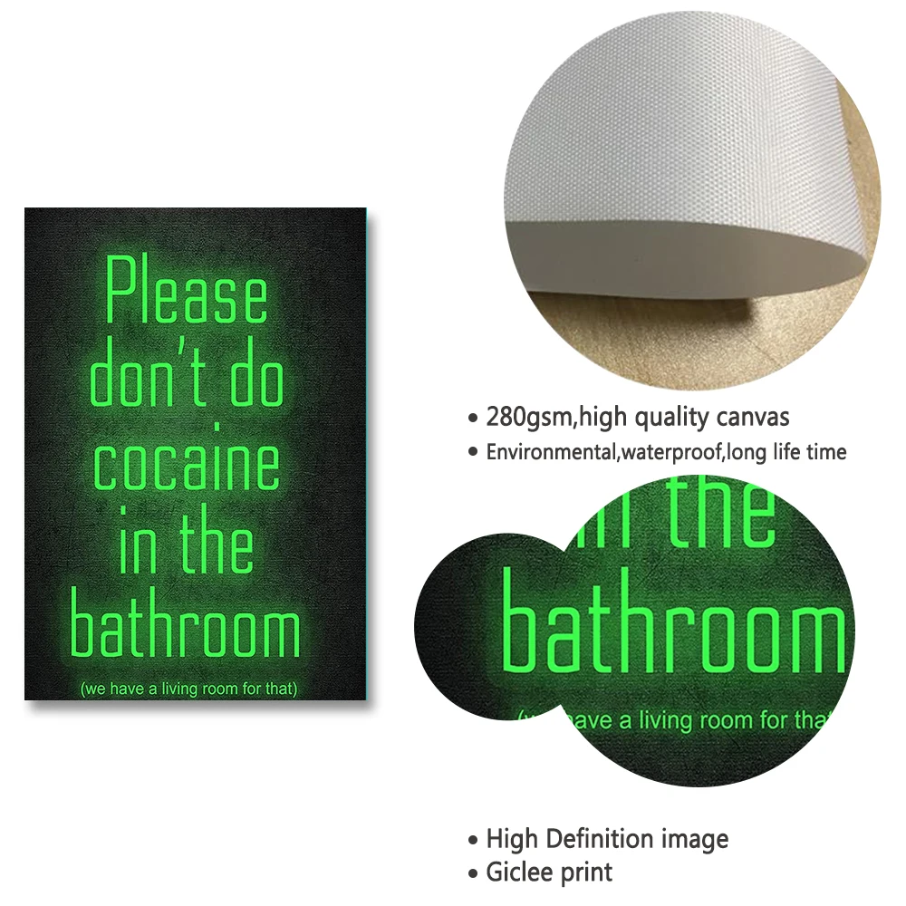 Plaque Métal Rétro "Please Don't Do Cocaine In The Bathroom" - 20x30cm, Décoration Murale Vintage - 10