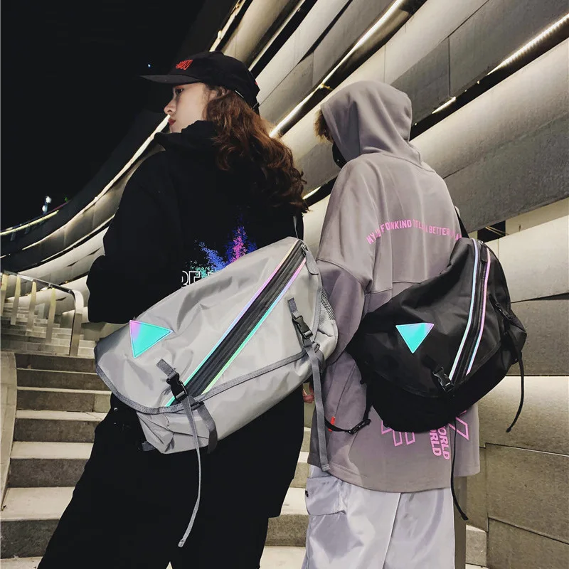 

Super Fire INS Reflective Strips Large-Volume Male STUDENT'S Japanese-style Korean-style Shoulder Bag 2019 New Style Men Leisure