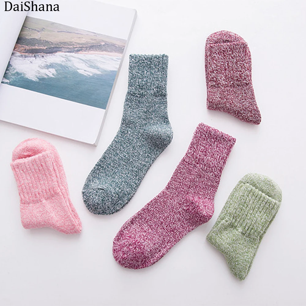 DaiShana новые зимние толстые теплые женские шерстяные носки цветные носки модные повседневные рождественские хлопковые носки в подарок ZB137