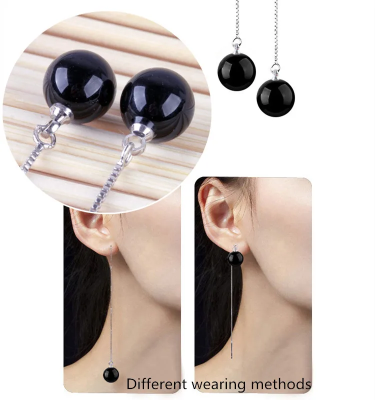 He6573ce83cc44d119610c84863aa7cf3y - 925 Sterling Silver Earrings Black Agate Long Tassel Earrings Fashion Popular Temperament Earrings For Women Simple Ear Jewelry