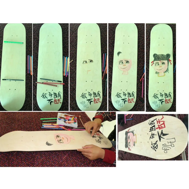 43cm Skateboard Deck Maple Skate Board Blank Adults Kids DIY Hand-painted Decorative Board Double Rocker skateboard accessories skateboard tools