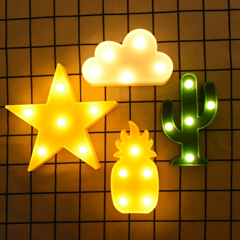 Unicorn Cloud Cactus Pinapple Star Shape LED Table Lamp