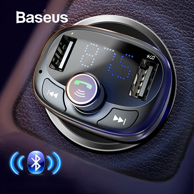 Продажа Baseus fm передатчик модулятор Bluetooth Handsfree автомобильный комплект аудио mp3 плеер с 3.4A двойной font b USB b font автомобильный fm передатчик зарядное устройство ...