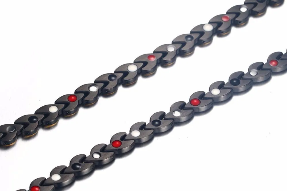 Fashion Mens Womens Magnetic Therapy Necklaces Black gold Stainless Steel 4 in1   Energy Ion Choker Necklace Healing Jewelry in Multi Styles collares collier colar 16