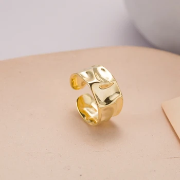 

SUNIANGON Bumpiness Face Gold Ring Real 925 Sterling Silver Women Gold Rings Women Ring 925 Silver Jewelry Western European