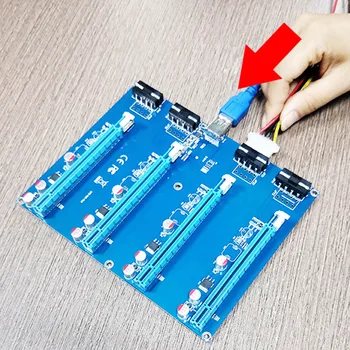 

PCI-E X1 TO 4PCI-E X16 Expansion Kit 1 to 4 Port PCI Express Switch Multiplier HUB Riser Card for BTC Miner PR Sale