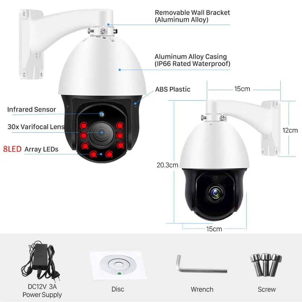 1080P PTZ IP камера Открытый Onvif 30X зум водонепроницаемая Мини скоростная купольная камера 2MP H.265 IR 60M P2P CCTV камера безопасности xmeye app