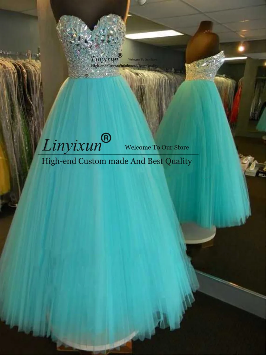 Образец vestidos de gala, милое блестящее платье с лифом, драпированные стразы, расшитое бисером, голубое платье для выпускного вечера для девочек es