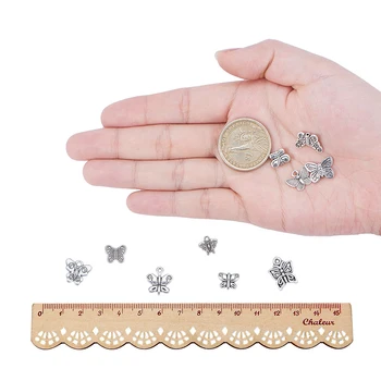 

200pcs Jewelry Making Pendant Spacer Bead Butterfly Charms Earrings Retro Bracelet Accessories Mixed DIY Mini 10 Styles Necklace