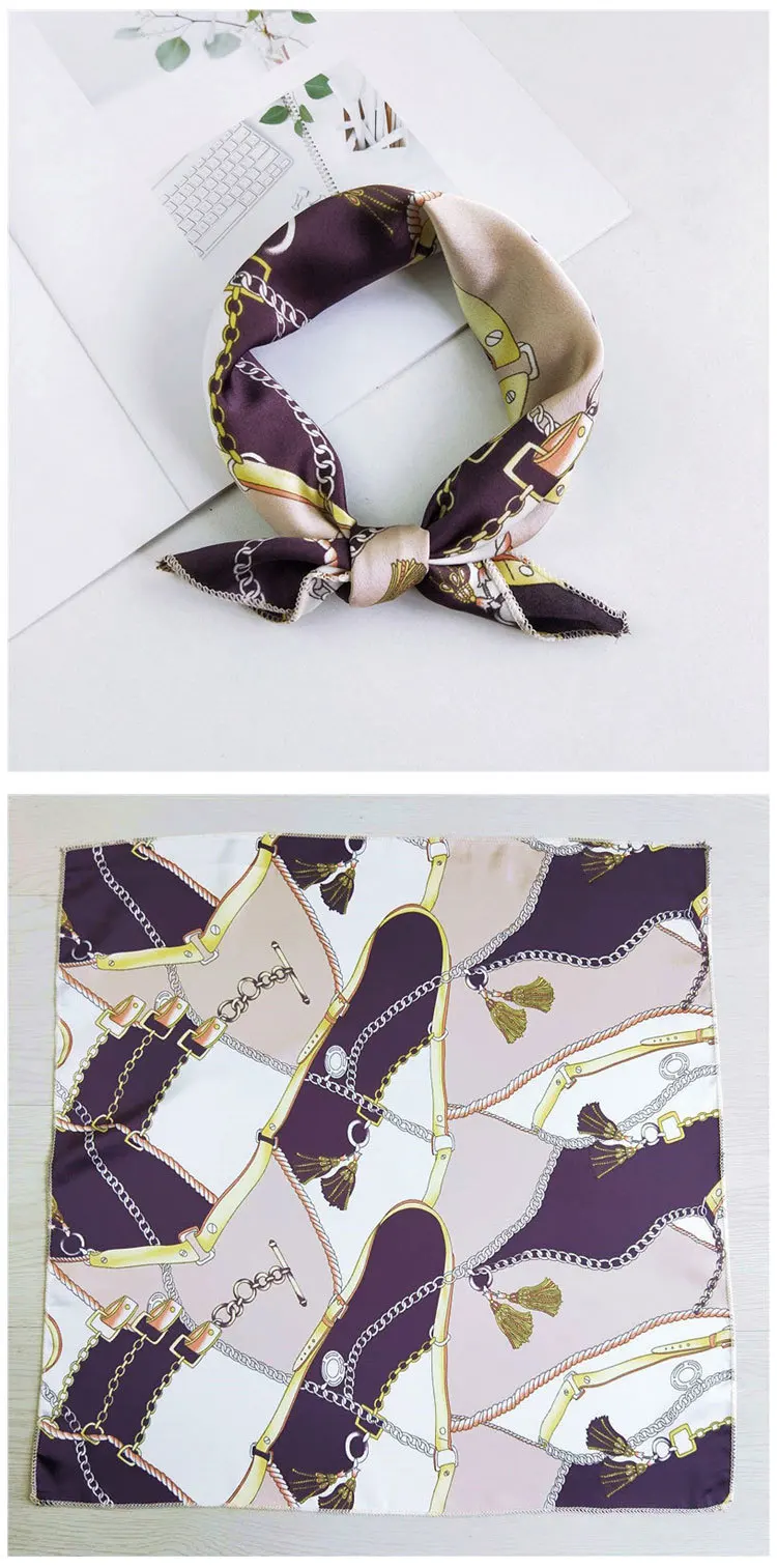 Квадратный шарф Мягкая повязка для волос декоративный Универсальный шарф многоцветная полоса точка печати платок шейные шарфы