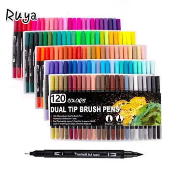 

Fineliner Watercolor Brush pen copic Markers Dual Tip Drawing for Manga 12 24 36 48 60 72 100 120 Colors art supplies colores