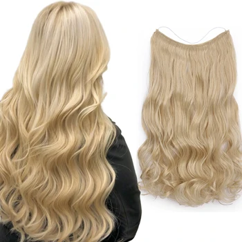 

Invisible Wire Halo Hair Extensions каникалоны Hair pieces Body Wave No Clip For Women Heat Resistant Synthetic Fiber Party