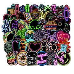 Lot de 10, 30, 50 ou 100 pièces d'autocollants de Graffiti néon, dessin animé, pour ordinateur portable, bagages, moto, téléphone, Cool, étanche, jouet autocollant pour enfants 