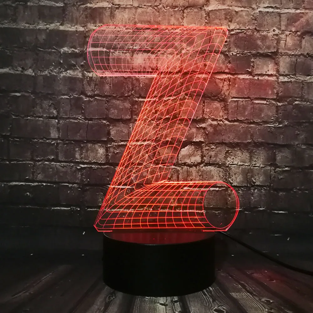 3D ночник Алфавит буквы Z 7 цветов Изменение стол Светодиодные лампы USB Touch батарея питание атмосферное освещение украшения спальни