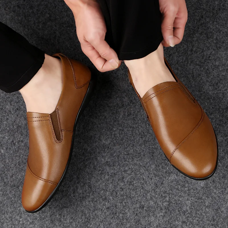 

Summer Breathable Mesh Shoes Mens Casual Shoes Genuine Leather Slip On Brand FashionMen's Shoes Size 37-45 %81918