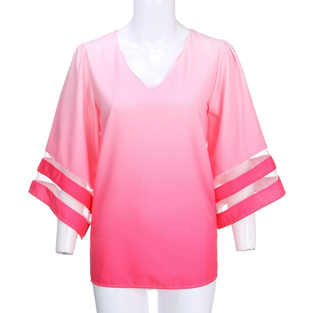 JAYCOSIN Fashion Loose Blouse V-Neck Women