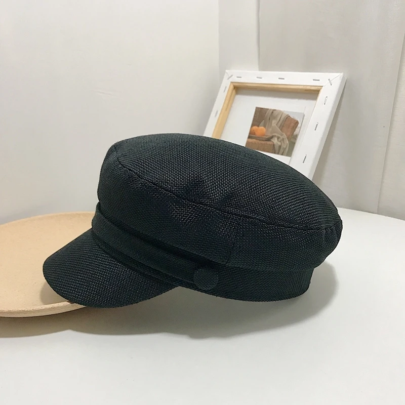 black WKOUD EAM Новые Модные осенние шапочки для женщин, однотонные корейские Стильные повседневные береты из хлопка и льна, женские трендовые шапочки ZJ938 - Цвет: black